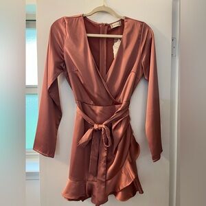 Elegant Rust Wrap Dress